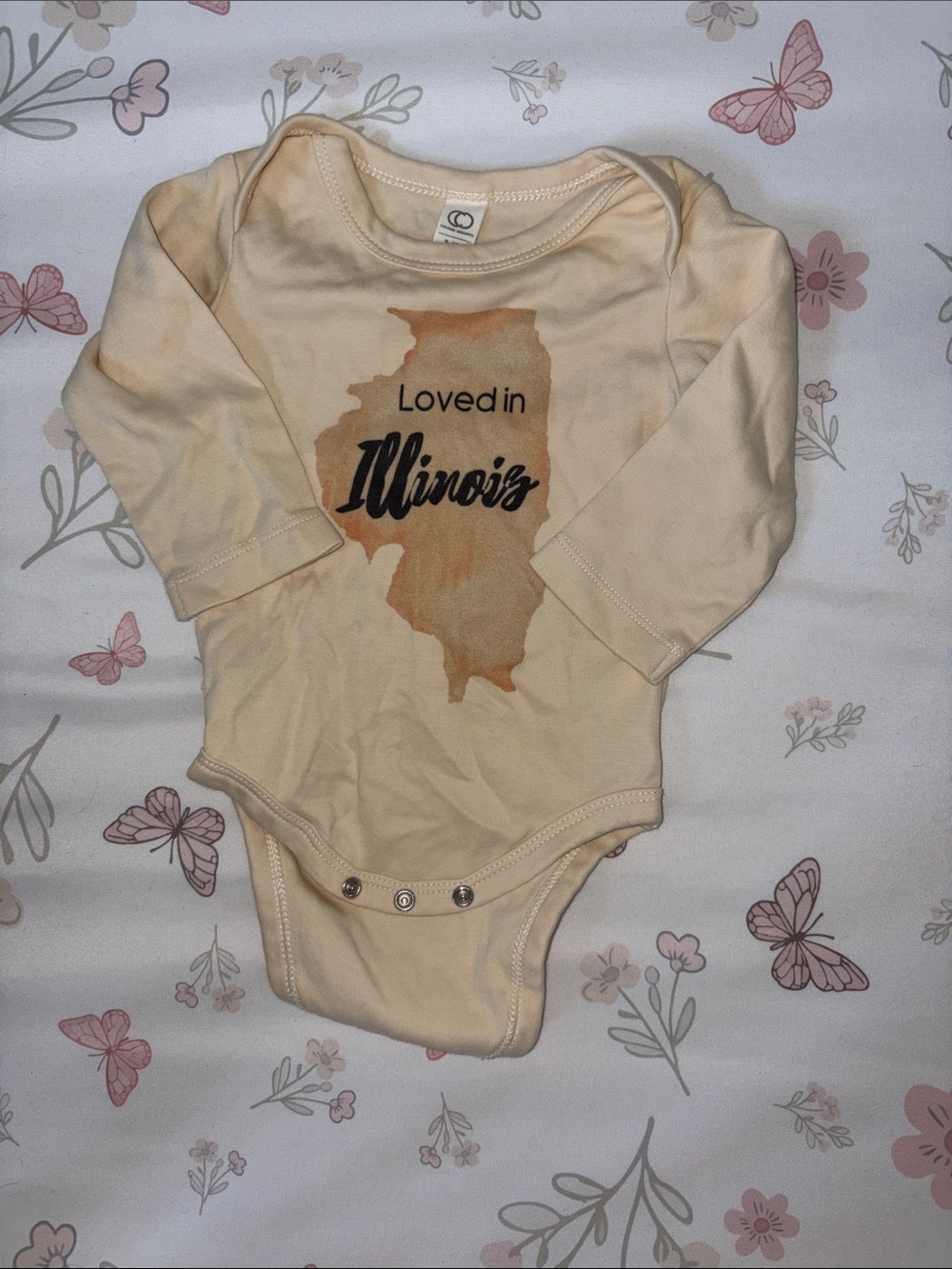 Loved in Illinois Long-Sleeve Baby One-Piece - Cream